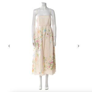 Excellent Christian Lacroix Floral Scalloped Linen Dress